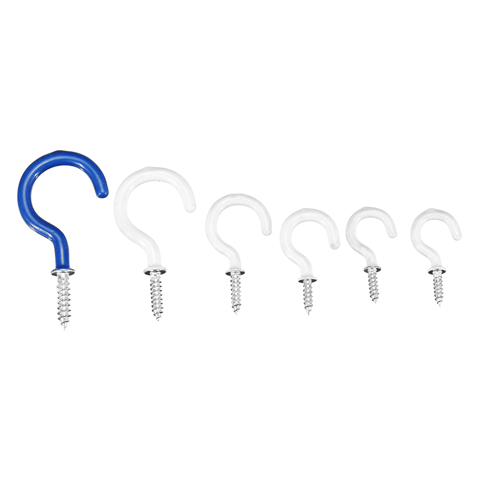 Question Mark Hooks Plastic Coated No Scratch Cup Holder Self Tapping Screw round End Hook Towel Utensils Clothes Hangers DIY Kitchen Bathroom Racks - MRSLM