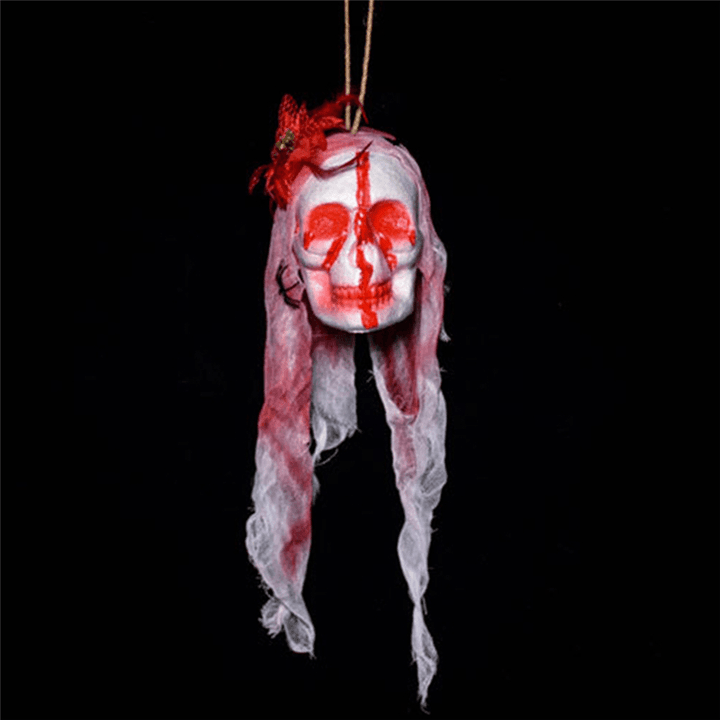 Halloween Decorations Horror Props Horrible Skeleton Bleeding Skull Scary Spooky Hanging Props Party Decor Supplies - MRSLM