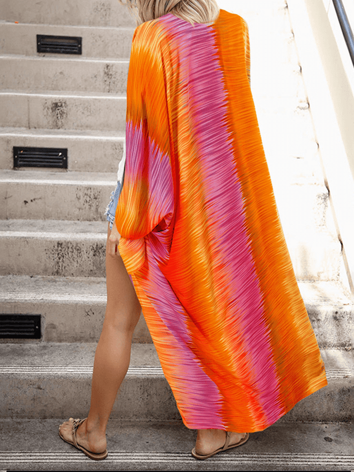 Breathable and Light Raglan Spliced Tie-Dyed Printing Cardigans - MRSLM