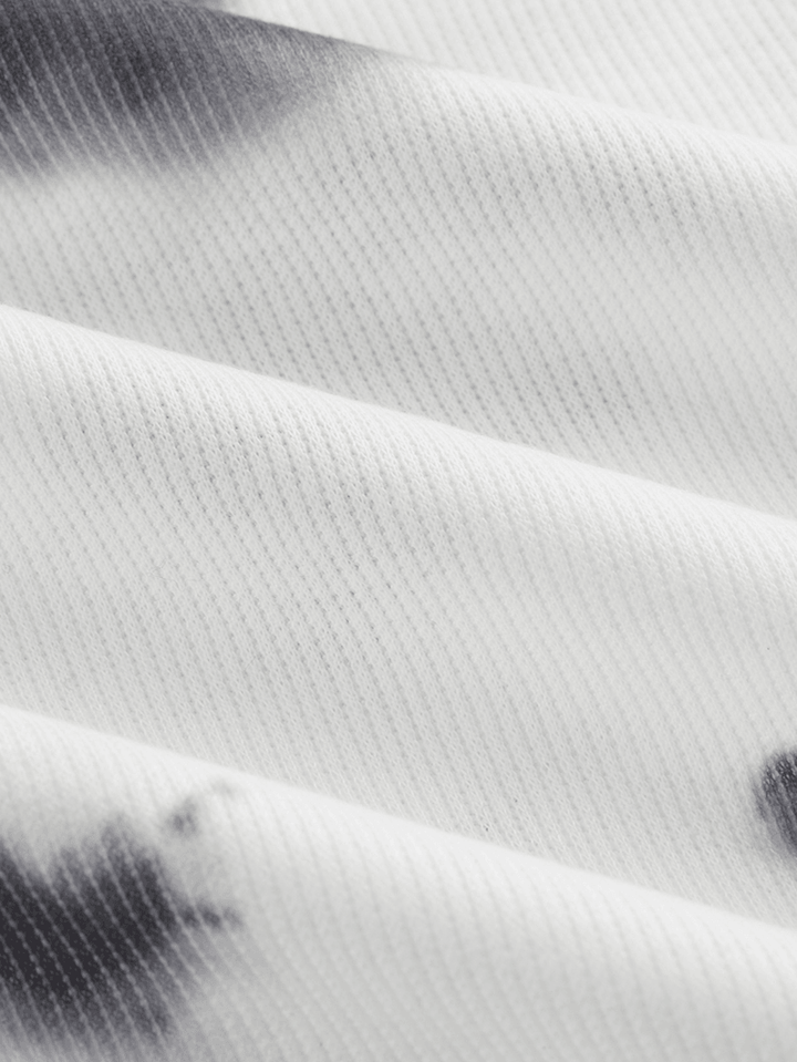 White Tie-Dye Print off Shoulder Casual T-Shirts - MRSLM