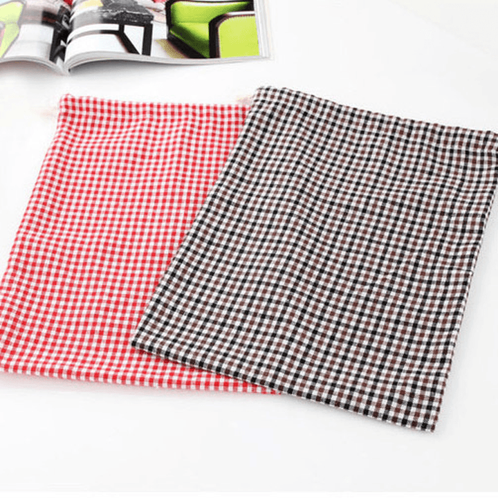 Drawstring Cotton Linen Grid Stripe Gift Bags Pouches Jewelry Bags Wedding Decoration Storage Bags - MRSLM