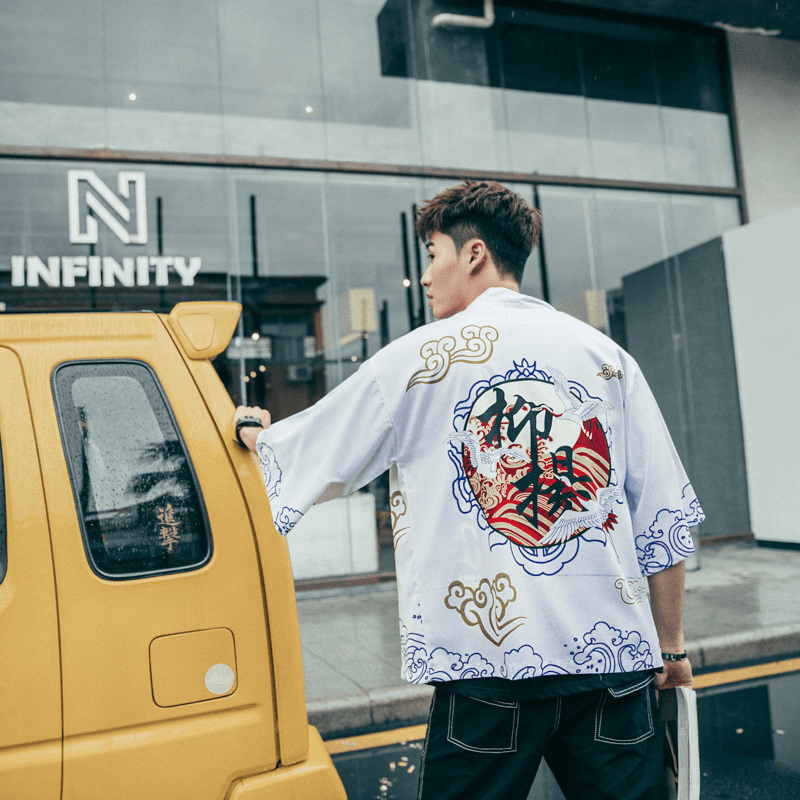 Japanese Summer Printed Cardigan Flower Shirt Hanfu Sunscreen Clothing - MRSLM