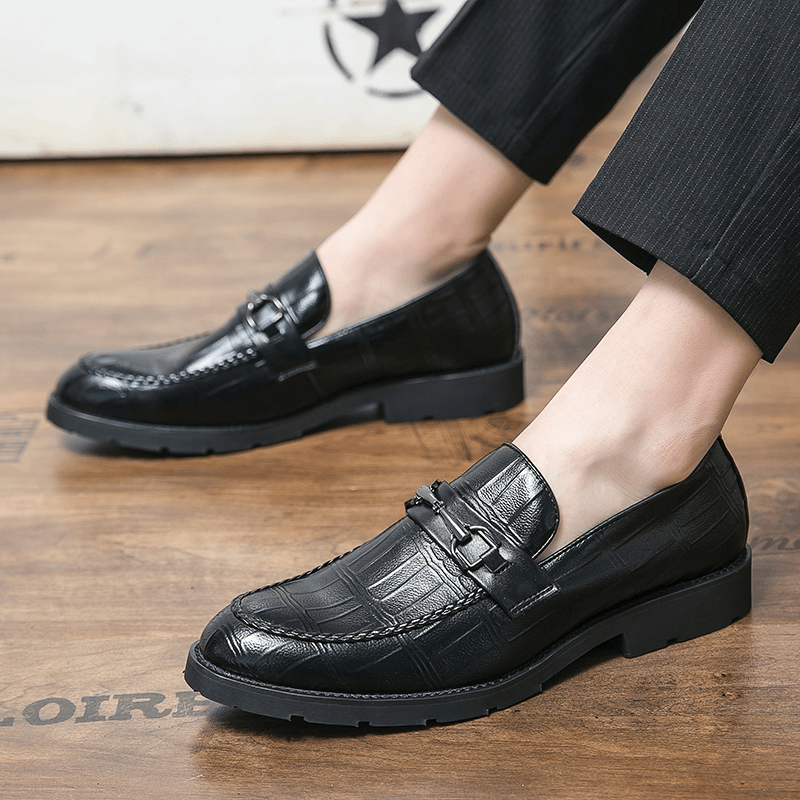 Men Microfiber Breathable Soft Sole Retro Slip on England Style Casual Business Shoes - MRSLM