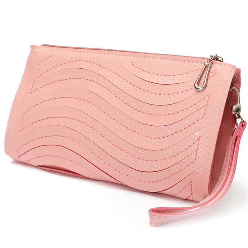 Women'S PU Handbag Wave Single Shoulder Cross Body Bag Wrist Clutch Wallet - MRSLM