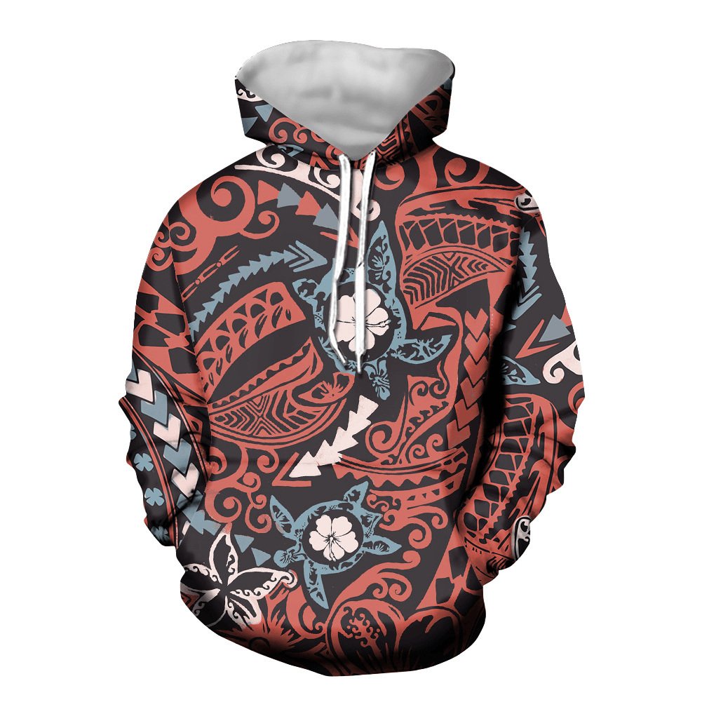 A Low-Order Hooded Sweater Polynesian Turtle Pullover with Pocket Long-Sleeved Top to Customize the New Style - MRSLM