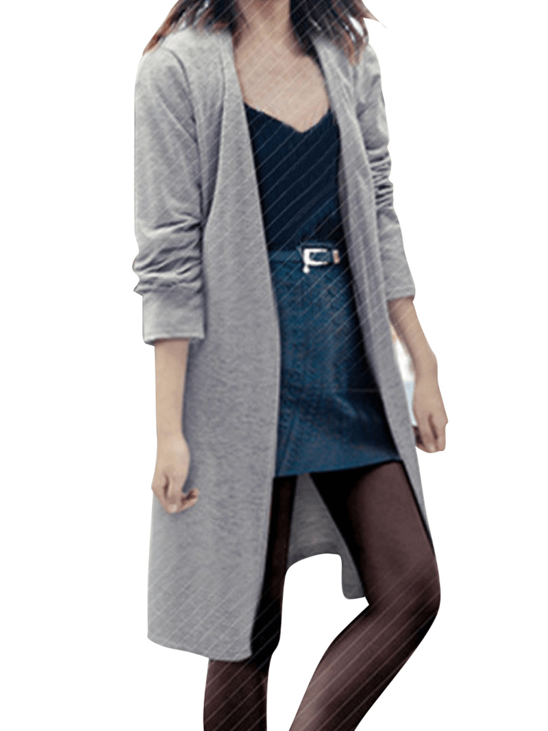Women Solid Color Long Sleeve Loose Casual Cardigans Outwears - MRSLM