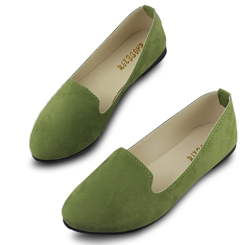 US Size 5-11 Women Flats Comfortable Casual Slip on Pointed Toe Suede Flat Loafers Shoes - MRSLM