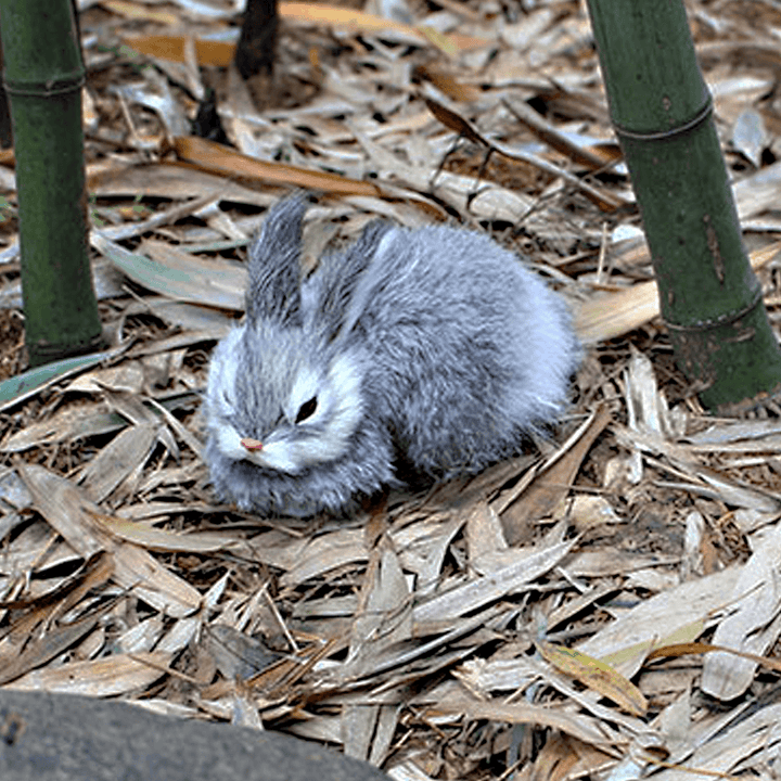 15Cm Mini Realistic Cute White Plush Rabbits Fur Lifelike Animal Furry Easter Bunny Stuffed Plush Toy - MRSLM