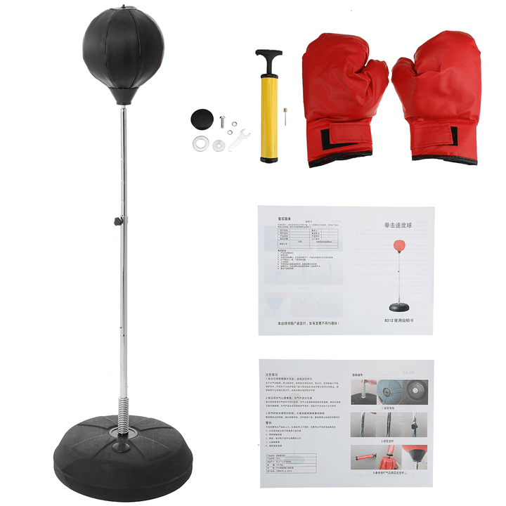 47.24-59.05Inch Boxing Target Adjustable Speed Ball Bag Sport Fitness Training Punch Ball with Boxing Gloves - MRSLM