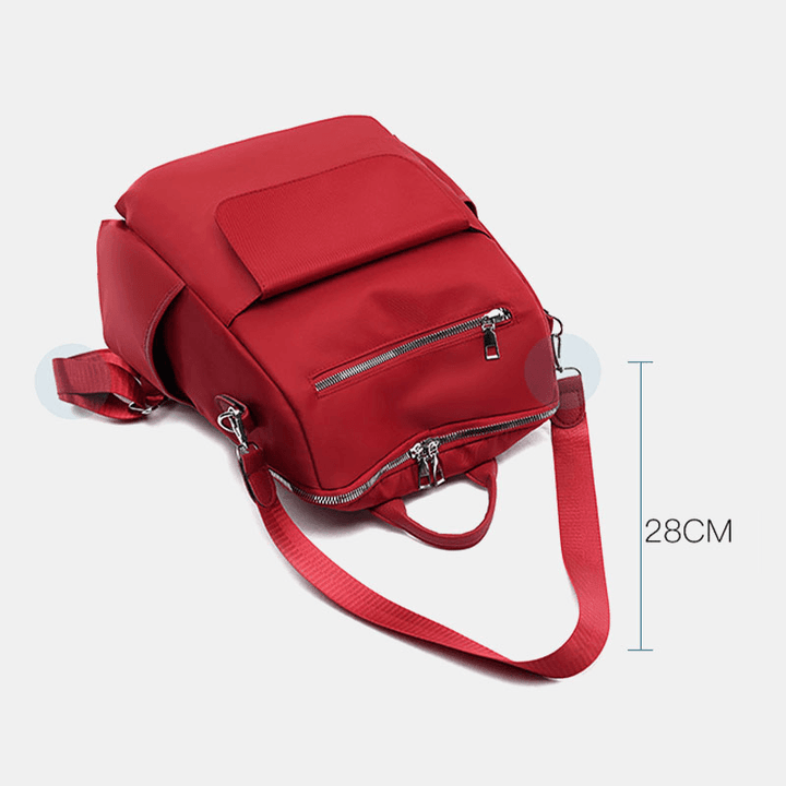 Women Casual Oxford Large Capacity Flap Pocket Convertible Strap Outdoor Travel Crossbody Bag Backpack - MRSLM