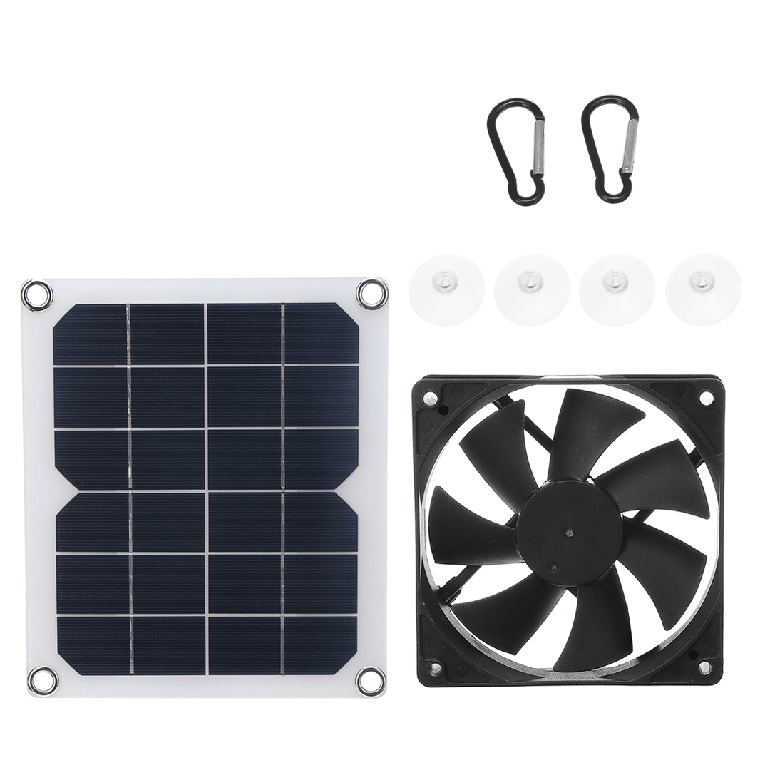 6V 10W Solar Panel Powered Fan Mini Ventilator for Pet House Greenhouse RV Roof - MRSLM