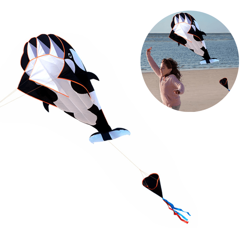 Outdoor 3D Large Kite Whale Software Beach Kite Cartoon Animal Kites Single Line Frameless Huge with Handle Gift for Kids Adult Family - MRSLM