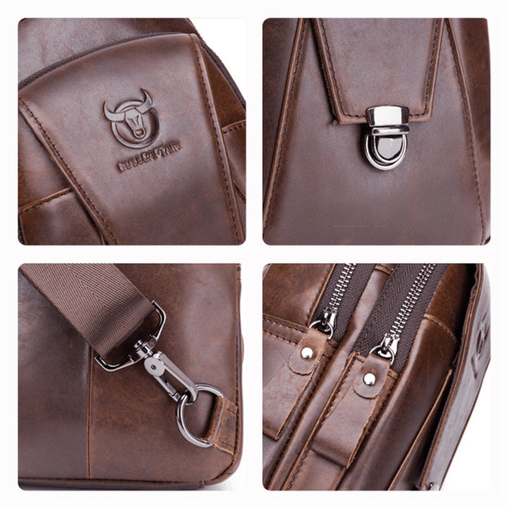 Bullcaptain Genuine Leather Bag Vintage Sling Bag Chest Bag for Men - MRSLM