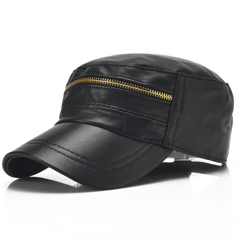 Single-Leather Thin Casual Shopping Flat Top Hat - MRSLM