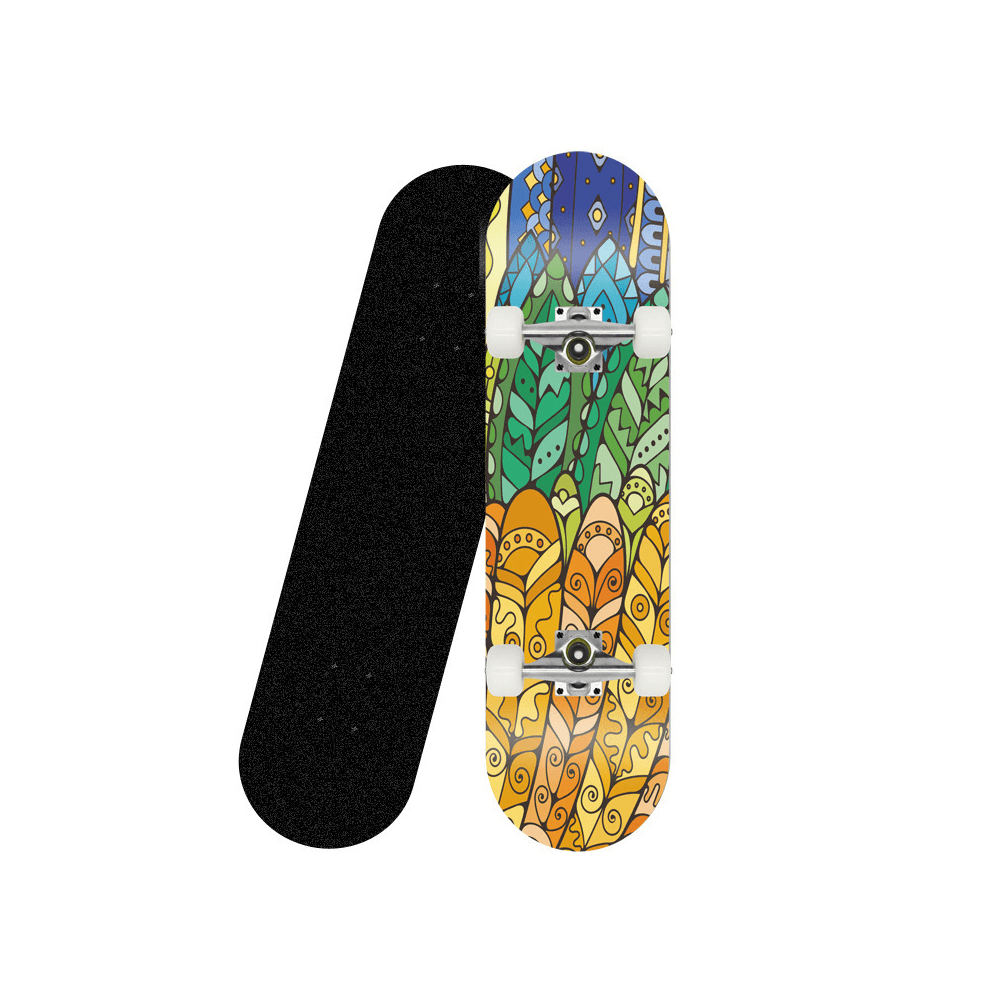31Inch 9 Layer Natural Maple Complete Skateboard Double Kick Deck Beginner＆Professional for Cruising Carving Free-Style Downhill - MRSLM