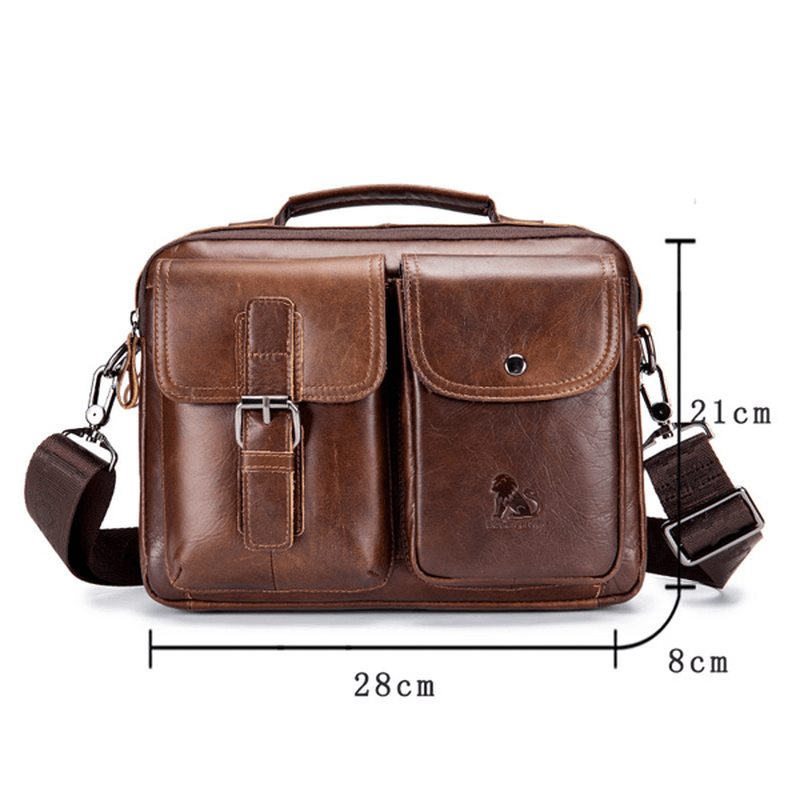 Mens Leather Messenger Bag Retro Laptop Bag Business Briefcase Shoulder Bag - MRSLM