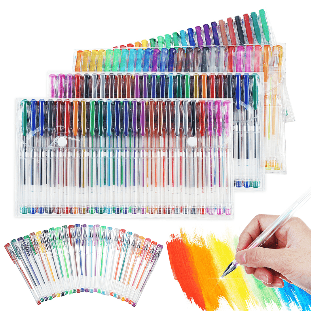 48/100 Colours Set Gel Pens Art Books Markers Glitter Neon Metallic Art Pens - MRSLM