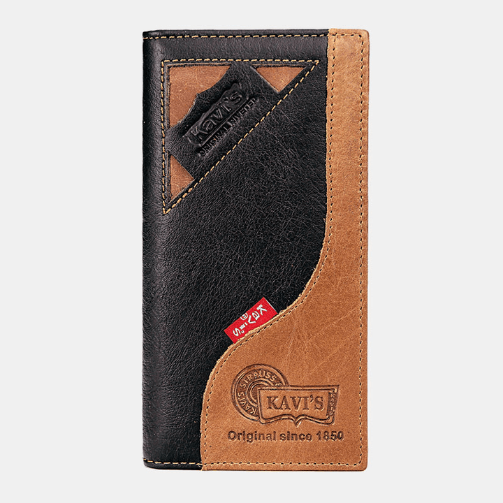 Men Genuine Leather Retro Fashion Multi-Slot Leather Clutch Wallet Card Holder Wallet - MRSLM