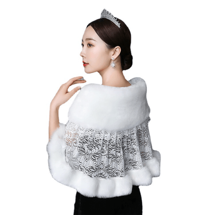 Bridal Hair Shawl Women'S Wedding Dress Warm Padded Dress Jacket Fur - MRSLM