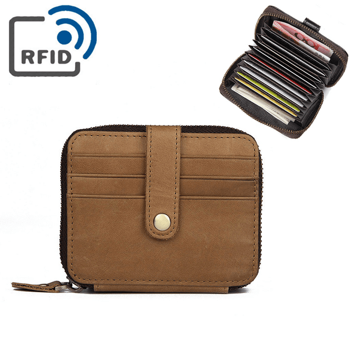 RFID Men Genuine Leather 15 Card Slot Card Holder Wallet - MRSLM