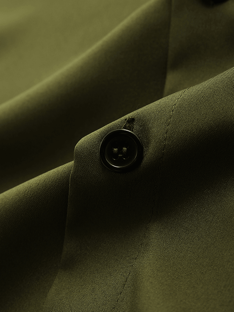 Men Solid Color Chest Pocket Drawstring Half Sleeve Rompers Pants - MRSLM