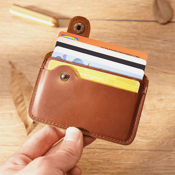 Men Genuine Leather Vintage Multi-Card Slots Bus Card Holder Mini Small Wallet - MRSLM
