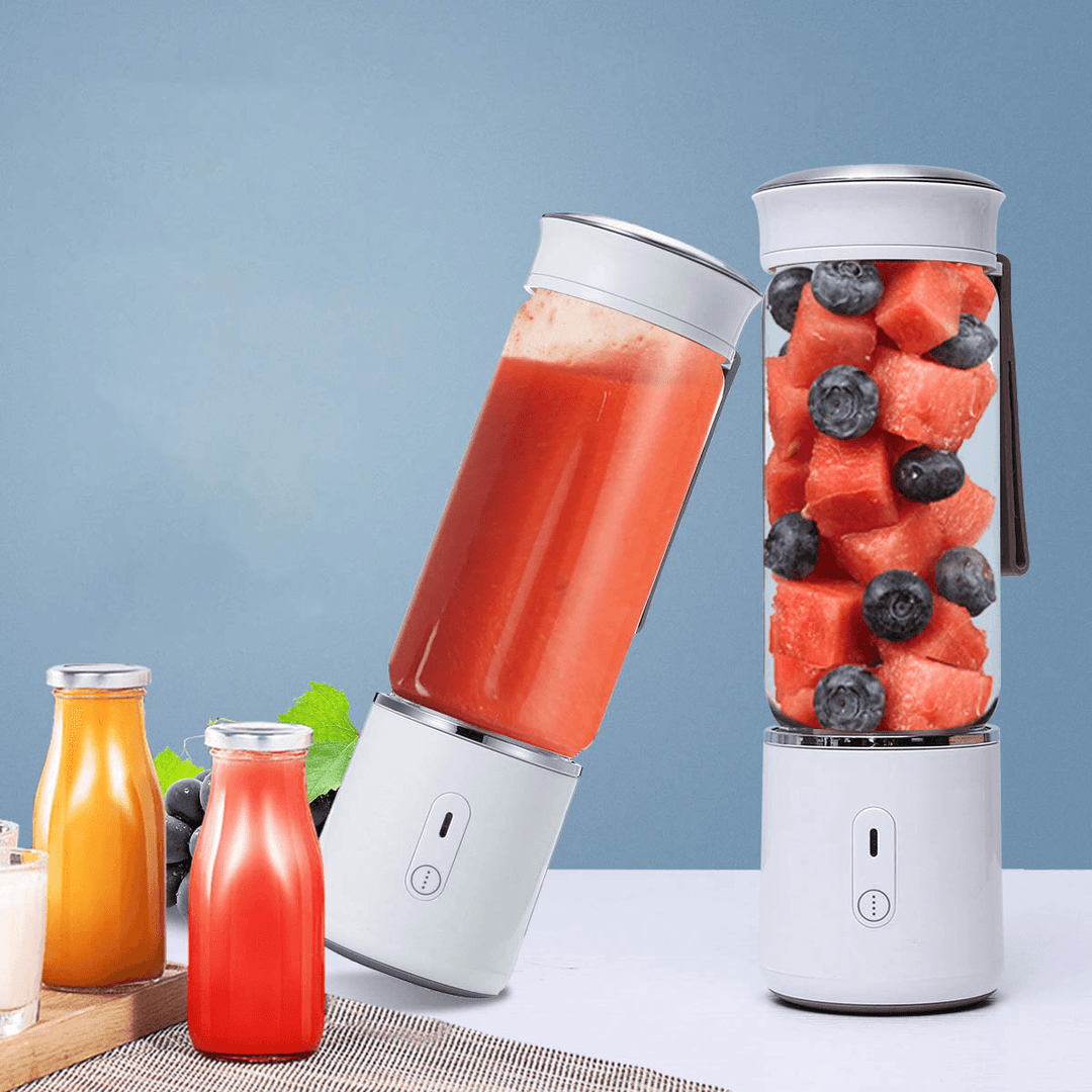 AUGIENB 500ML Electric Glass Juicer Cup Fruit Extractor Machines Personal Portable Blender Maker Shakes Ice Blender Mixer Juicer 6 Blade USB Rechargeable 20S Fast Stirring Camping Travel - MRSLM