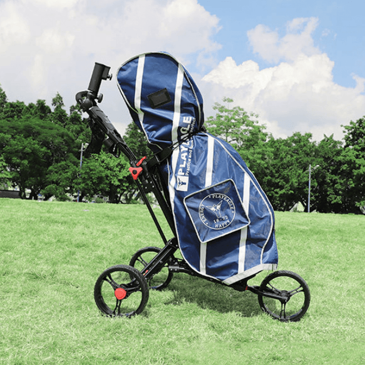 KALOAD 3 Wheels Golf Trolley Folding Pull Cart Golf Push Outdoor Sport Golf Cart Bag Carrier Golf Accessories - MRSLM