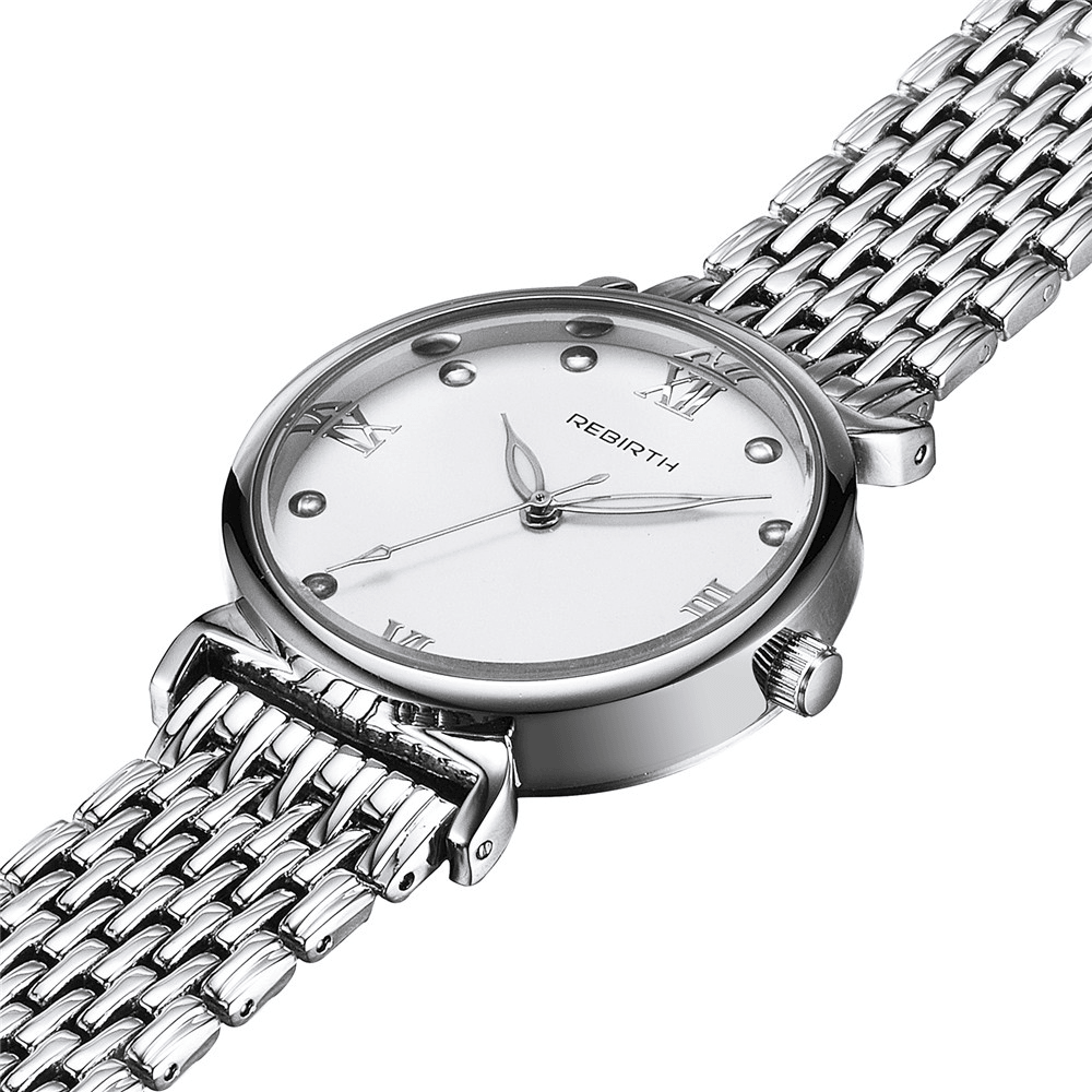 REBIRTH RE034 Full Steel Elegant Design Ladies Wrist Watch Roman Number Quartz Watches - MRSLM