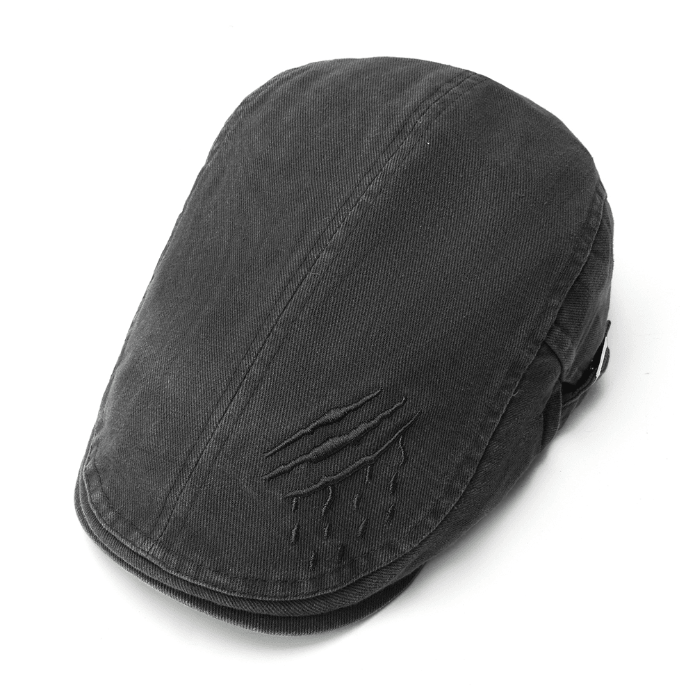 Men Women Cotton Embroidery Double-Sided Adjustable Painter Beret Caps Newsboy Flat Hat - MRSLM