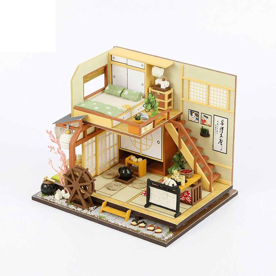 Hongda M034 Karuizawa Forest Holiday DIY Handmade Assemble Doll House Kit Miniature Furniture Kit with LED Lights for for Gift Collection House Decoration - MRSLM