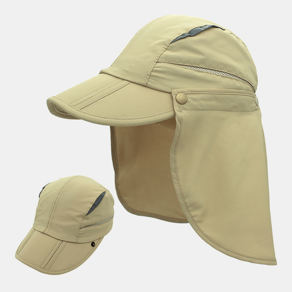 Unisex Dual-Use Wide Brim Summer Sunshade Neck UV Protection Breathable Detachable Visors Baseball Hat - MRSLM