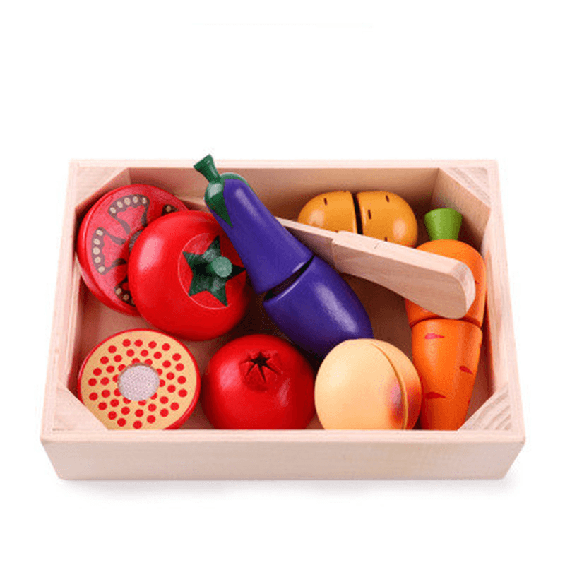 Wooden Children'S Educational Early Education Toys Simulation Fruits Cut to See Vegetables - MRSLM