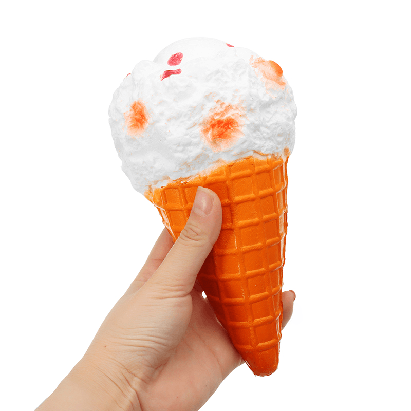 Squishy Jumbo Ice Cream Cone 19Cm Slow Rising White Collection Gift Decor Toy - MRSLM