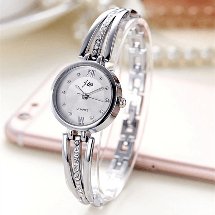 JW 3512 Fashion round Dial Rhinestones Alloy Lady Bracelet Bangle Women Dress Quartz Watch - MRSLM