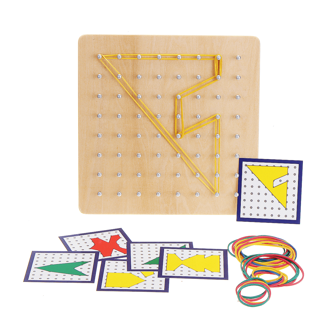 Wooden Nail Board Plate Kids Mathematics Geometry Space Educational Children Toy - MRSLM