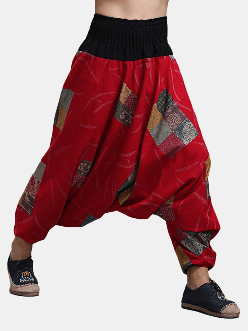 Men'S Ethnic Style Printed Loose Wide Leg Pants - MRSLM