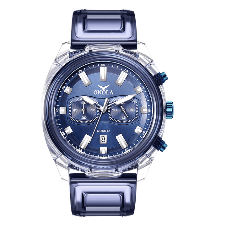 ONOLA ON6812 Fashion Men Watch Transparent Case Date Display Chronograph Creative Trend Quartz Watch - MRSLM