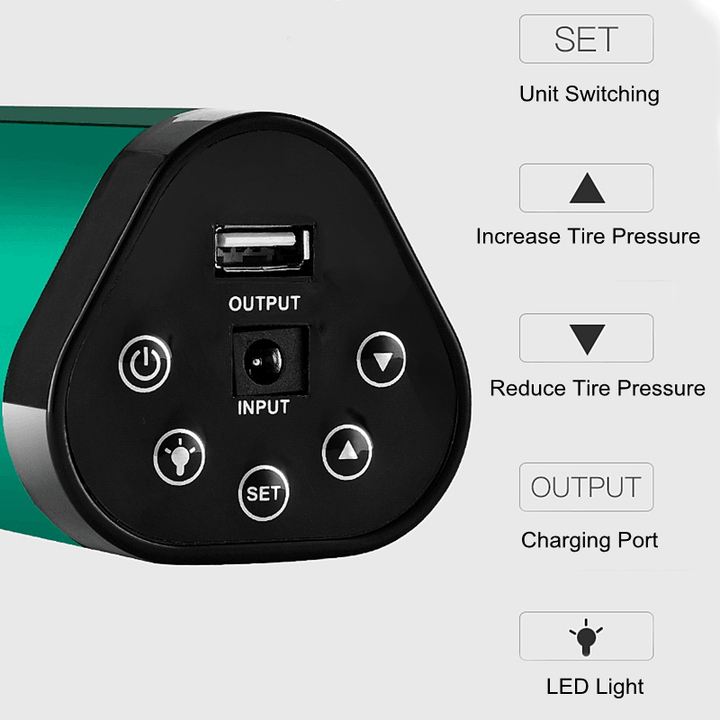 Portable Air Compressor Digital Lcd Display Mini Air Inflator Hand Held Tire Pump Led Light USB Output - MRSLM
