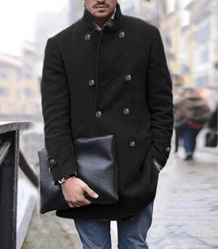 Men'S British Men'S Mid-Length Long-Sleeved Woolen Coat - MRSLM