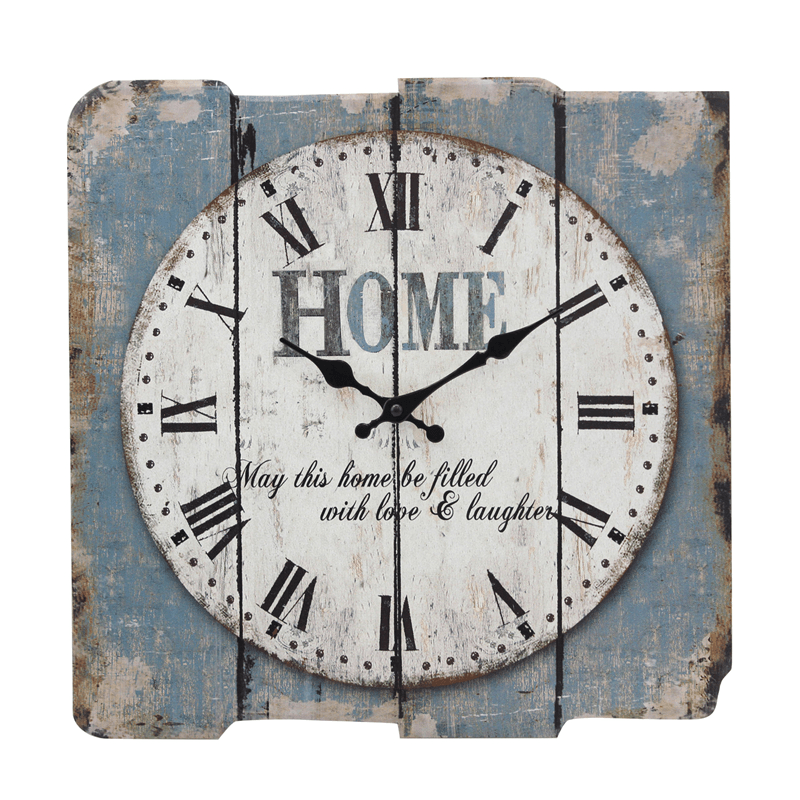 Stonebriar Square 15'' Wall Clock Rustic Farmhouse Worn Roman Numeral Vintage - MRSLM