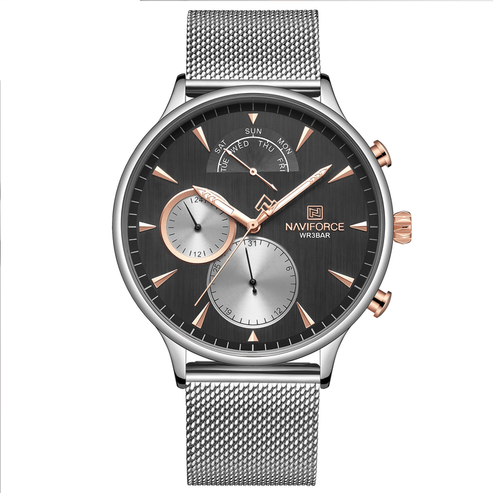 NAVIFORCE 3010 Ultra Thin Casual Style Men Wrist Watch Stainless Steel Band Quartz Watch - MRSLM