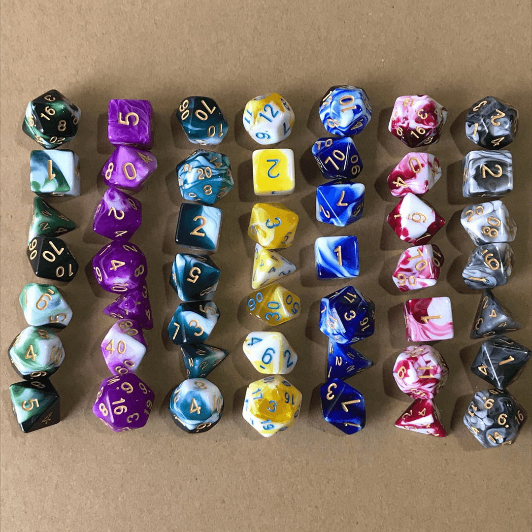 7Pcs Polyhedral Dices TRPG Game Dungeons and Dragons Dices with Storage Bag - MRSLM