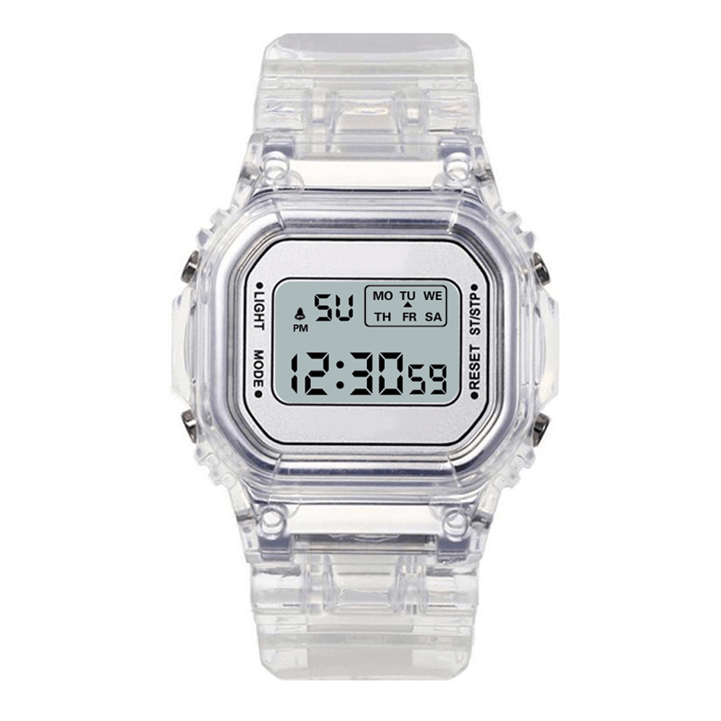 HONHX T576 Multifunction Luminous Display Digital Watch Transparent Alarm Stopwatch Women Watch - MRSLM