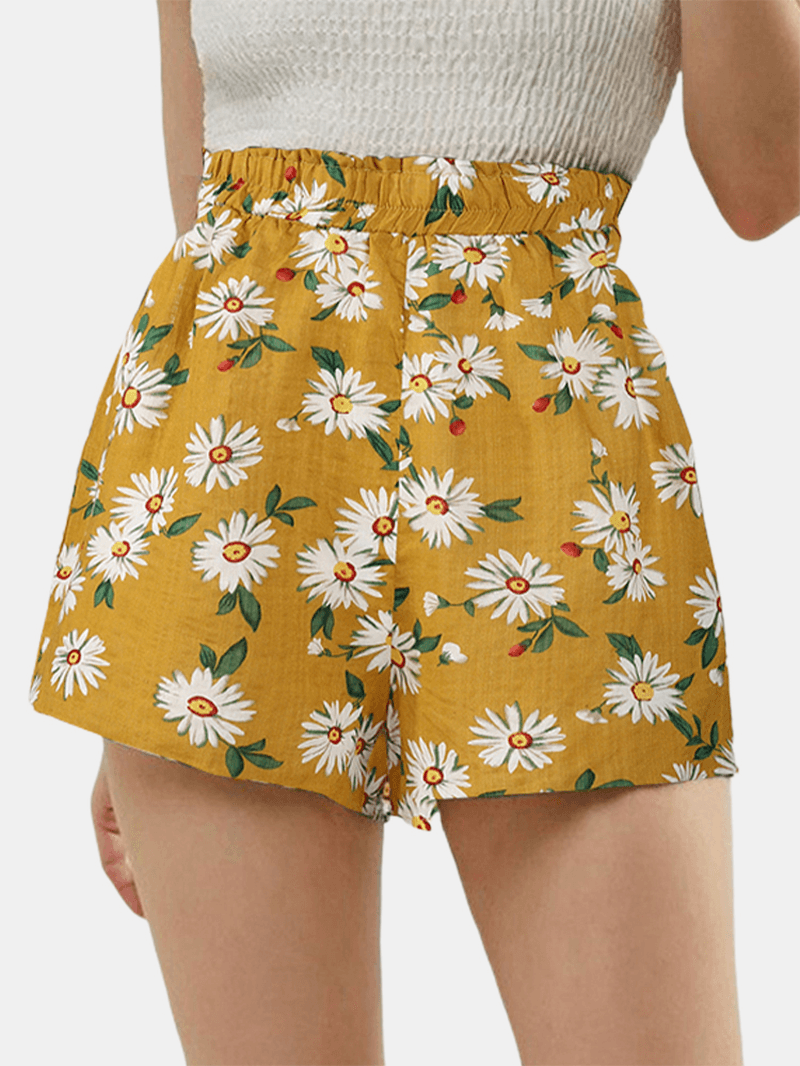 Daisy Print High Waist Women Casual Shorts - MRSLM