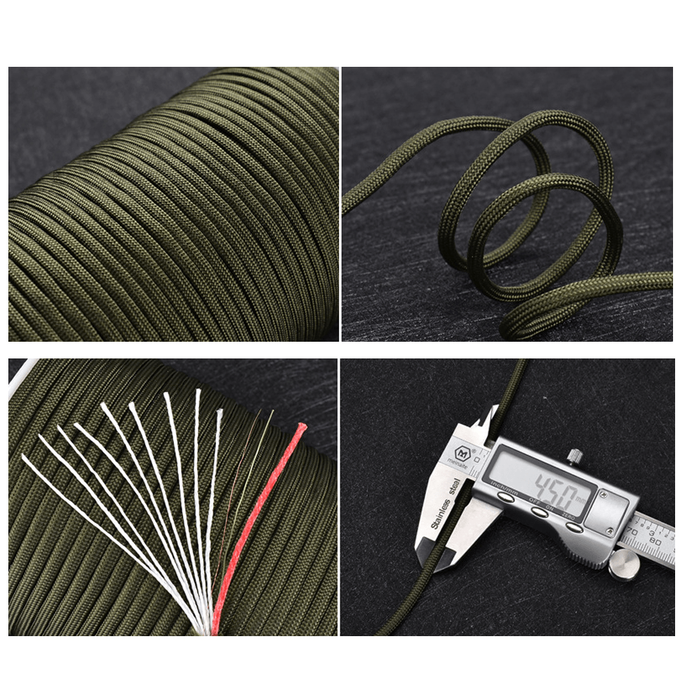100M 12 Strand Multifunction Parachute Cord 550 Military 4.5Mm Diameter Camping Tent Rope Fishing Rope for Hiking Camping Travel - MRSLM