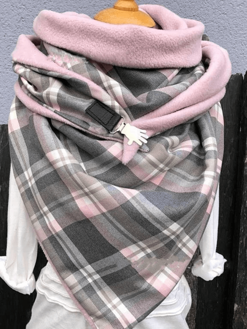 Simple and Versatile Checkered Thick Warm Shawl Fashion Scarf - MRSLM