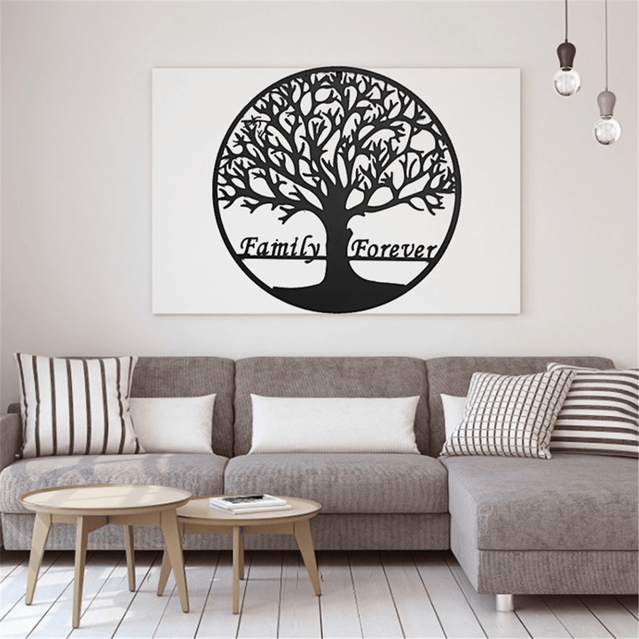 24In/60Cm Metal Tree Hanging Wall Art round Sculpture Family Forever Home Decoration - MRSLM