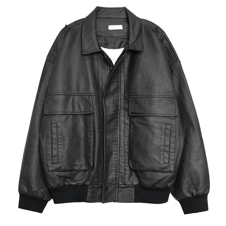 Men'S Loose Retro Lapel Leather Jacket - MRSLM