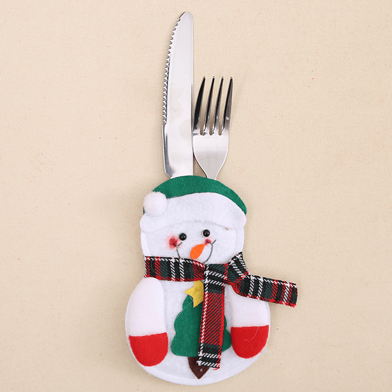 6PCS Christmas Santa Claus Tableware Holder Pocket Xmas Dinner Cutlery Bag Decor - MRSLM